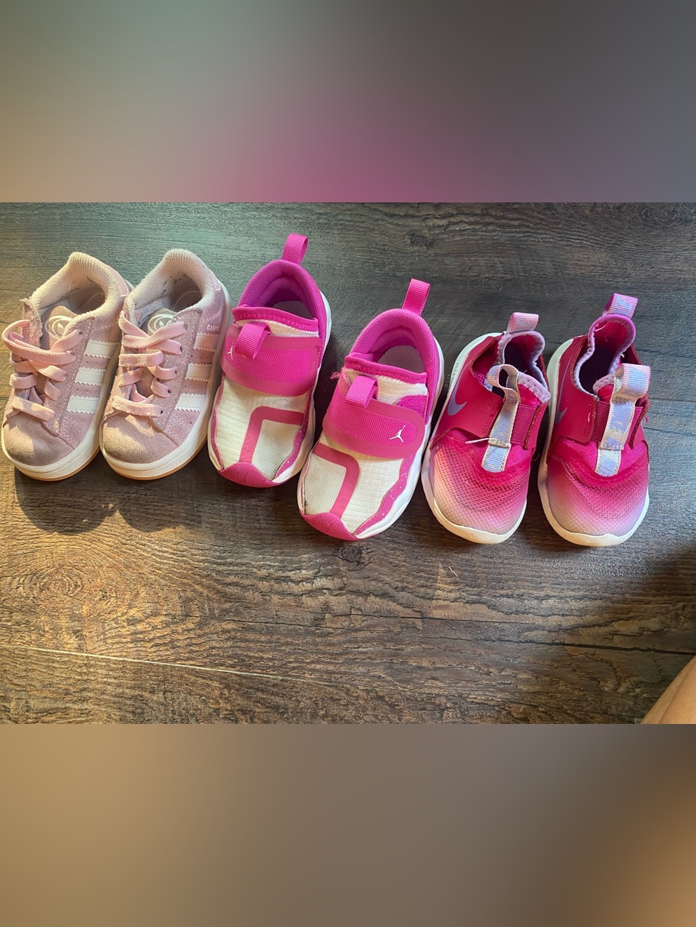 Nike, Jordan, & Adidas Kids Pink Sneakers bundle